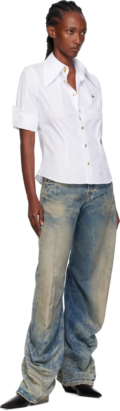 Vivienne Westwood Shirt With Orb Embellishments And A Button Front In White