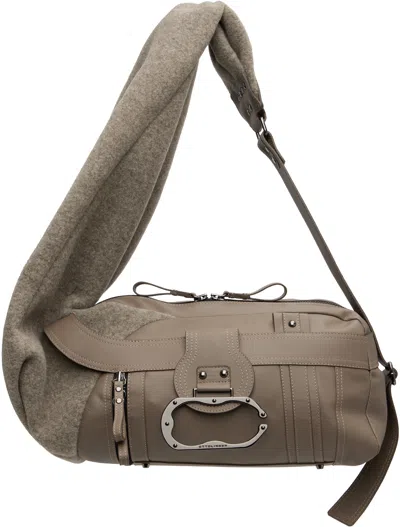 Ottolinger Taupe Neoprene Wool Leather Bag