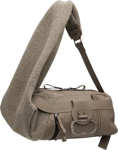 Ottolinger Taupe Neoprene Wool Leather Bag
