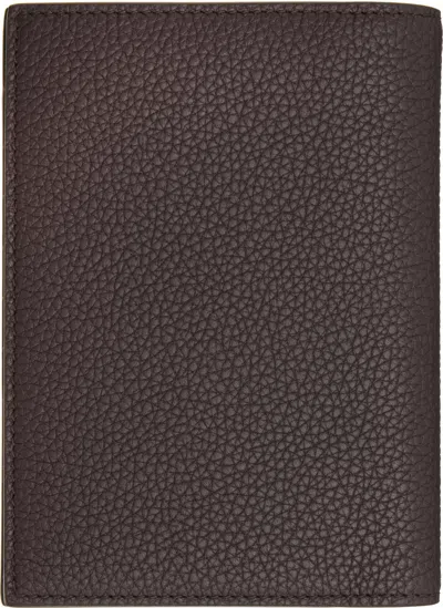 Tom Ford Burgundy Soft Grain Leather T Line Passport Holder In Brown