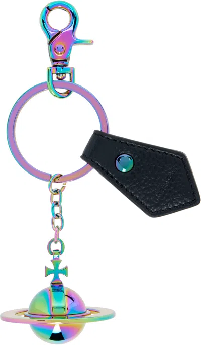 Vivienne Westwood Multicolor 3d Orb Keychain In Blue