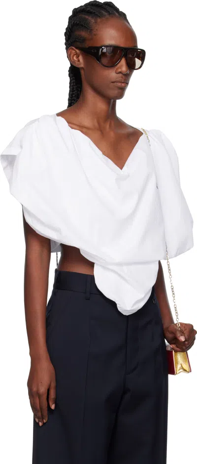 Vivienne Westwood Heart-shaped Crop Top With V-neckline And Embroidered Orb Logo In White