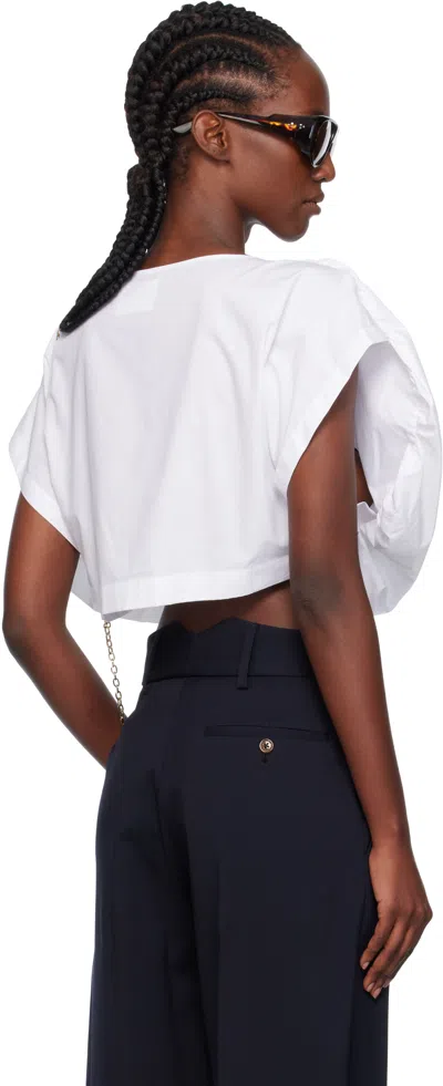 Vivienne Westwood Heart-shaped Crop Top With V-neckline And Embroidered Orb Logo In White