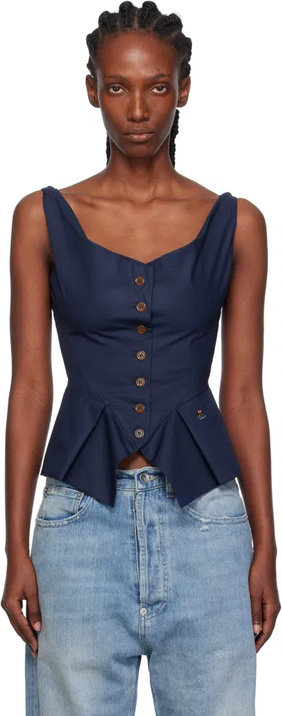 Vivienne Westwood Monday Ruffled Button-detailed Shirt In Blue