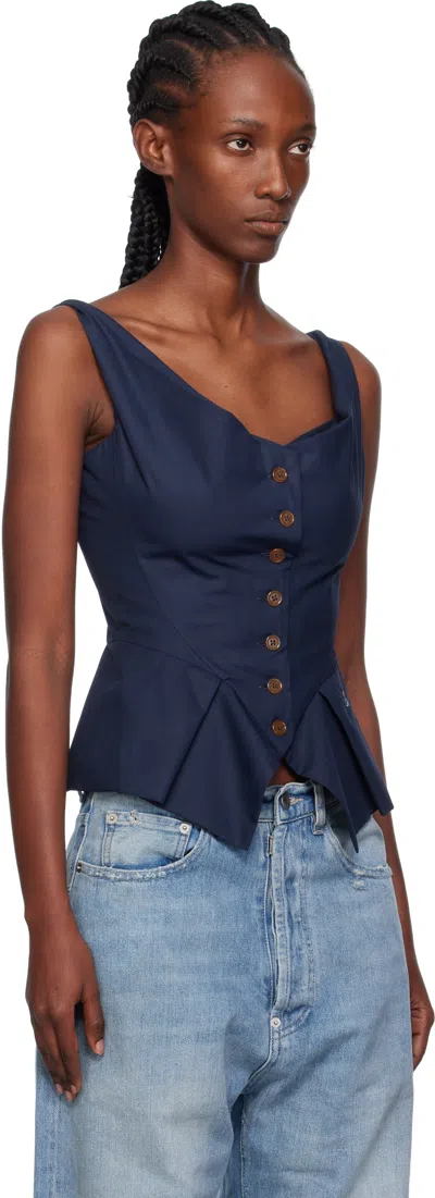 Vivienne Westwood Monday Ruffled Button-detailed Shirt In Blue