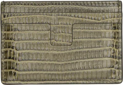Tom Ford Khaki T Line Card Holder In Green