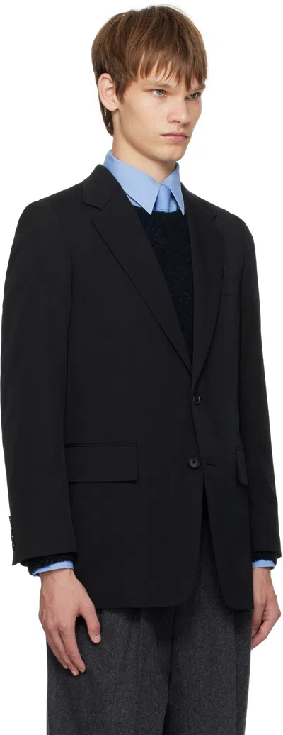 Auralee Black Light Wool Max Gabardine Blazer In Black