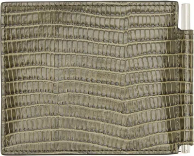 Tom Ford Khaki T Line Classic Bifold Wallet In Green