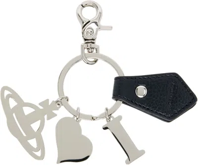 Vivienne Westwood Black 'i Love Orb' Keychain In Metallic