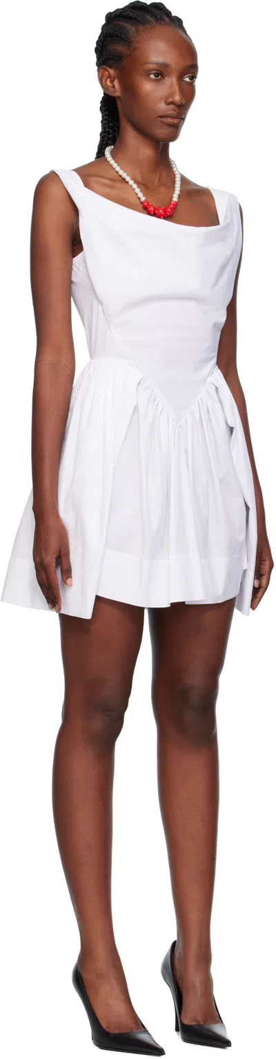 Vivienne Westwood Draped Midi Dress With Fitted Bodice And Gathered Skirt In White