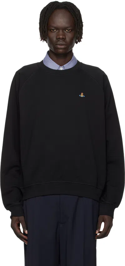 Vivienne Westwood Crewneck Sweater With Embroidered Emblem And Ribbed Details In Black