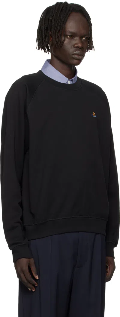 Vivienne Westwood Crewneck Sweater With Embroidered Emblem And Ribbed Details In Black