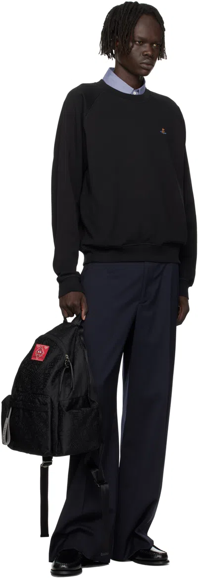 Vivienne Westwood Crewneck Sweater With Embroidered Emblem And Ribbed Details In Black