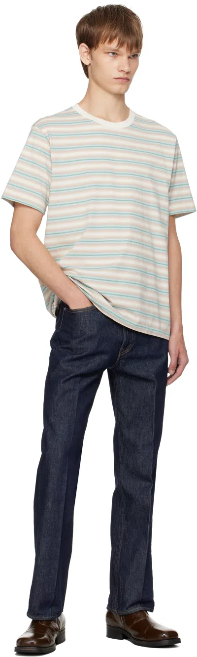 Auralee Striped T-shirt In Blue