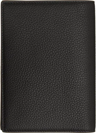 Tom Ford Black Soft Grain Leather T Line Passport Holder In Brown