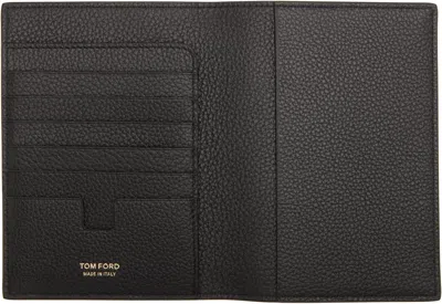 Tom Ford Black Soft Grain Leather T Line Passport Holder In Brown