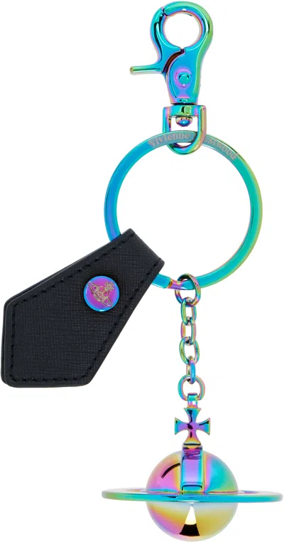 Vivienne Westwood Multicolor 3d Orb Keychain In Blue