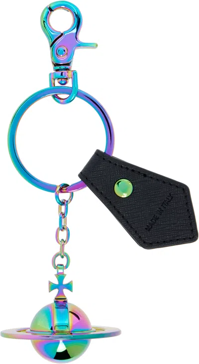 Vivienne Westwood Multicolor 3d Orb Keychain In Blue