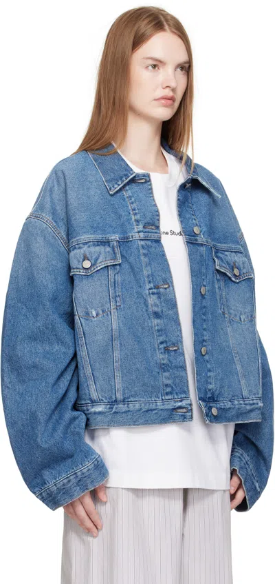 Acne Studios Relaxed Cropped Denim Jacket In Blue