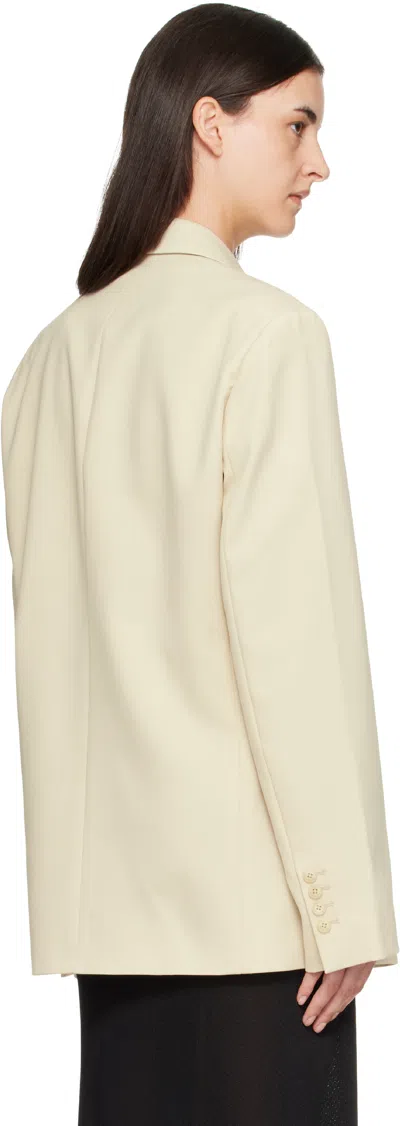 The Frankie Shop Womens Cement Newark Double-breasted Wool-blend Blazer In White