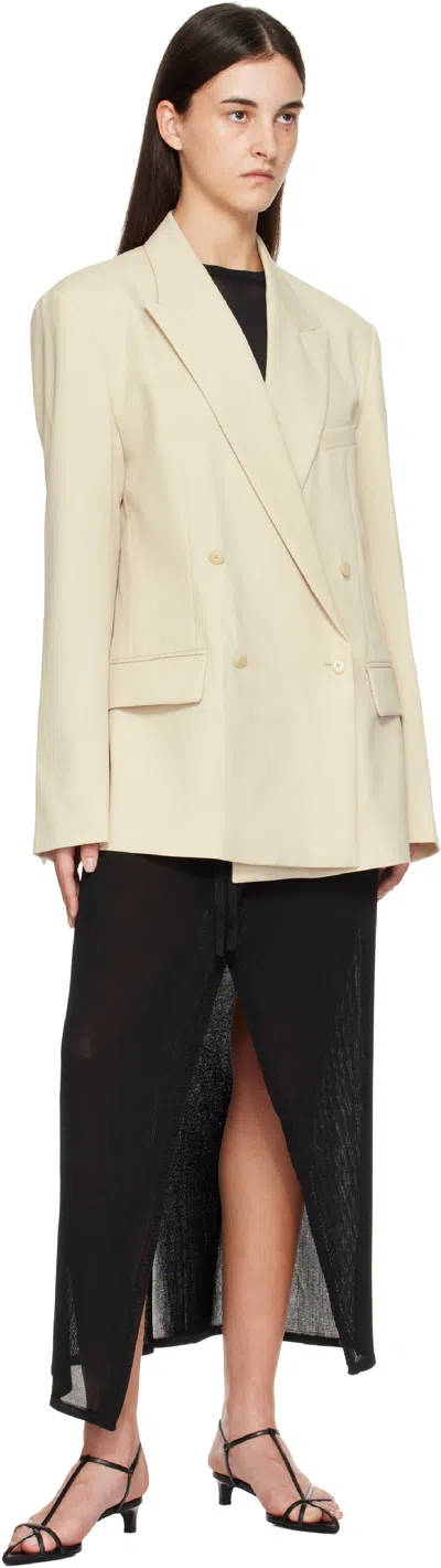 The Frankie Shop Womens Cement Newark Double-breasted Wool-blend Blazer In White