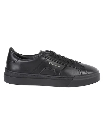 Santoni Men's Black Leather Dbs Oly Sneaker In Multi