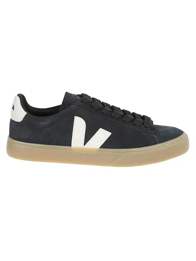 Veja Campo' Black And White Low Top Sneakers In Vegan Leather In Multi