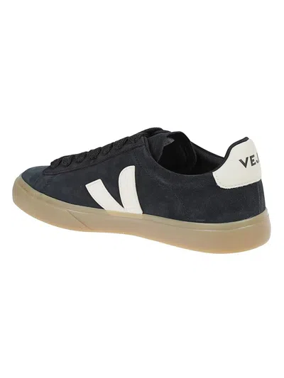 Veja Campo' Black And White Low Top Sneakers In Vegan Leather In Multi