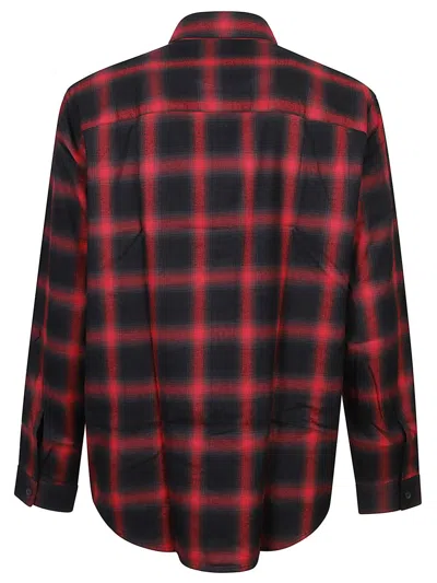 Diesel Button-up Shirt With Bold Checkered Pattern In Red