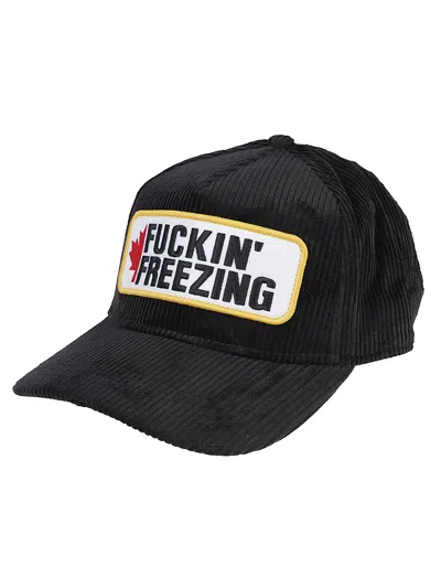 Dsquared2 Souvenir From Canada Corduroy Patch Baseball Cap In Black