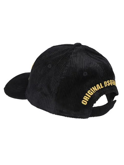 Dsquared2 Souvenir From Canada Corduroy Patch Baseball Cap In Black