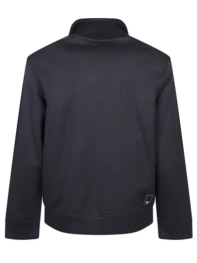 Emporio Armani High Neck Zippered Sweatshirt And Pockets In Black