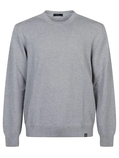 Fay Fine Wool Crew Neck Long Sleeve Sweater In Gray