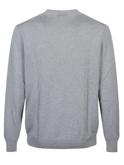 Fay Fine Wool Crew Neck Long Sleeve Sweater In Gray