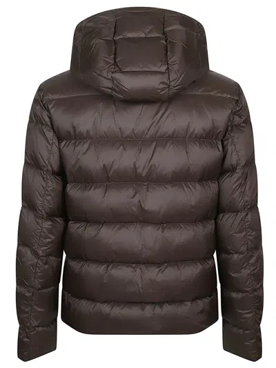 Fay Double-front Down Jacket In Calendered Poplin In Brown