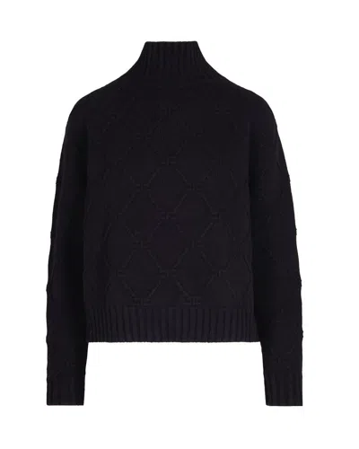 Elisabetta Franchi Black Jacquard Diamond Sweater In Black