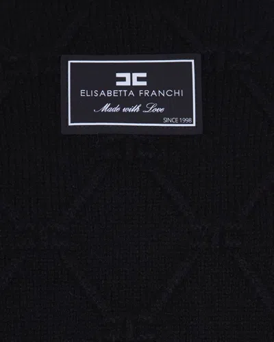 Elisabetta Franchi Black Jacquard Diamond Sweater In Black