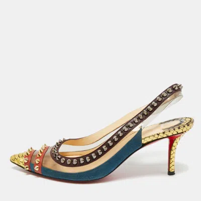 Pre-owned Christian Louboutin Multicolor Pvc And Python Embossed Leather Paulina Pumps Size 36