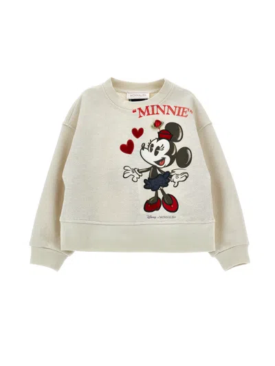 Monnalisa Kids' X Disney Minnie Mouse Embroidered Sweatshirt In Neutral