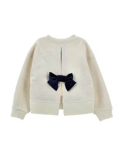 Monnalisa Kids' X Disney Minnie Mouse Embroidered Sweatshirt In Neutral