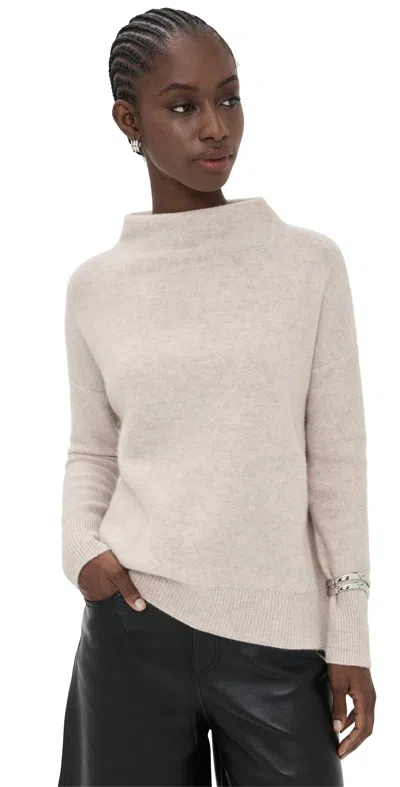 Vince Boiled Cashmere Funnel Neck Pullover Marble In Gray