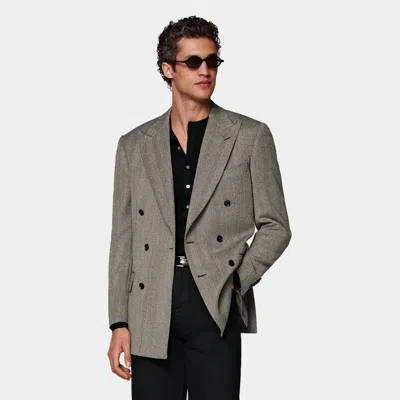 Suitsupply Brown Herringbone Tailored Fit Milano Blazer In Brown