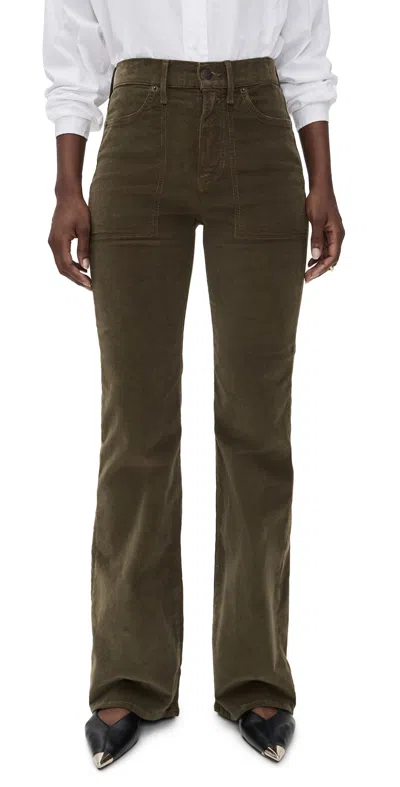 Veronica Beard Jean Crosbie Corduroy High Rise Wide Leg Jeans Cypress In Green
