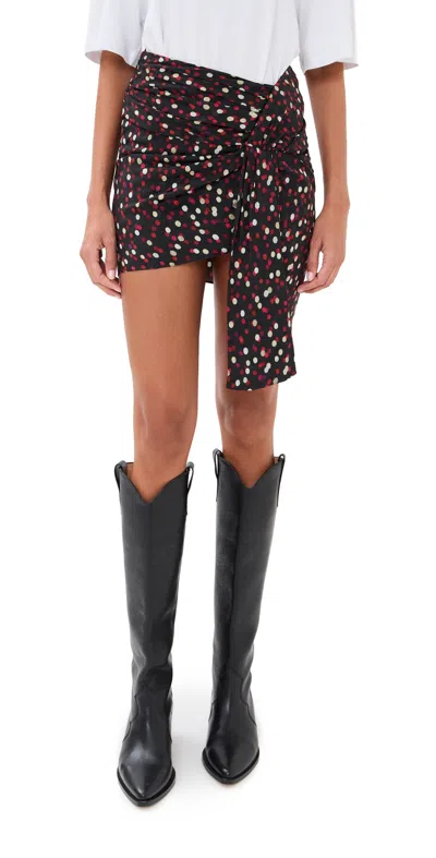 Isabel Marant Asymmetric Hem Mini Skirt With Polka Dots In Brown