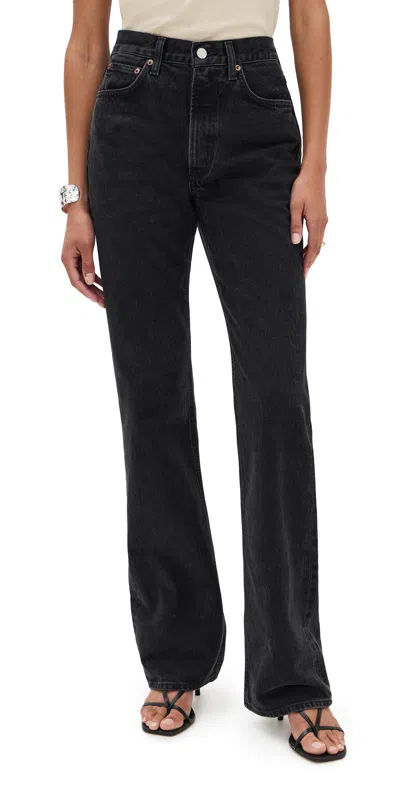 Agolde Nico Stretch High Rise Slim Fit Jeans In Black