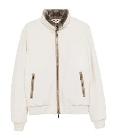 Moorer Long-sleeved Stand-up Collar Jacket In White