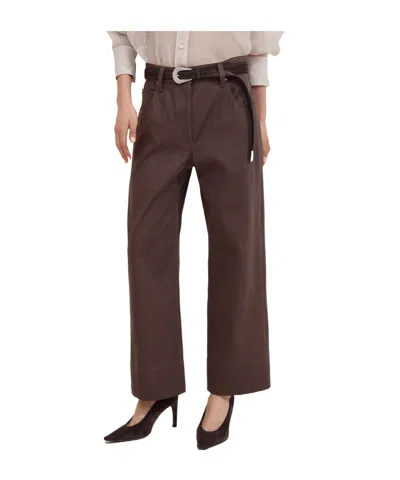 Brunello Cucinelli Cotton Moleskin Barrel Trousers In Brown