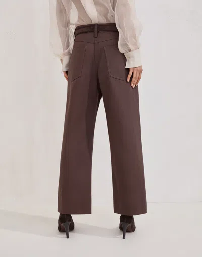 Brunello Cucinelli Cotton Moleskin Barrel Trousers In Brown