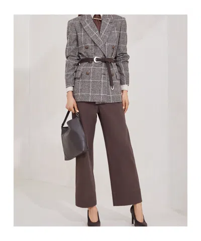 Brunello Cucinelli Cotton Moleskin Barrel Trousers In Brown