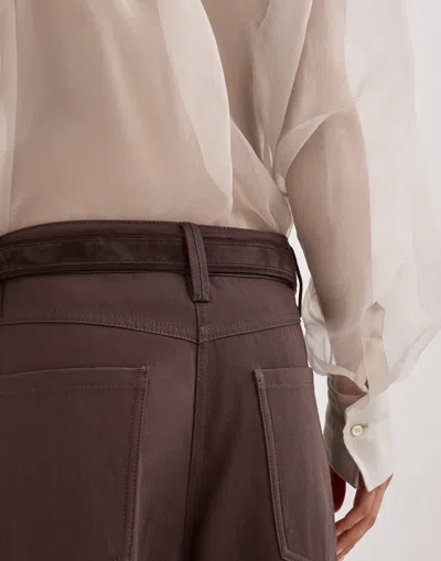 Brunello Cucinelli Cotton Moleskin Barrel Trousers In Brown